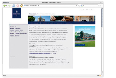 Phanos NV website